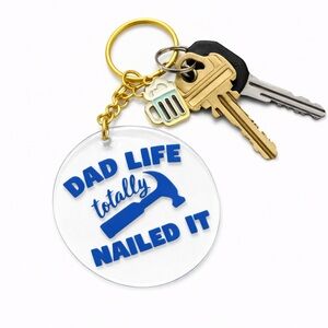 Dad Life Key Holder with Blue and Gold Accents